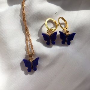 “Violet” Purple Butterfly Earring & Necklace SET